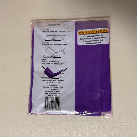 School Text Book Cover Purple One Size Fits All Super Stretch Washable Education - Picture 2 of 4